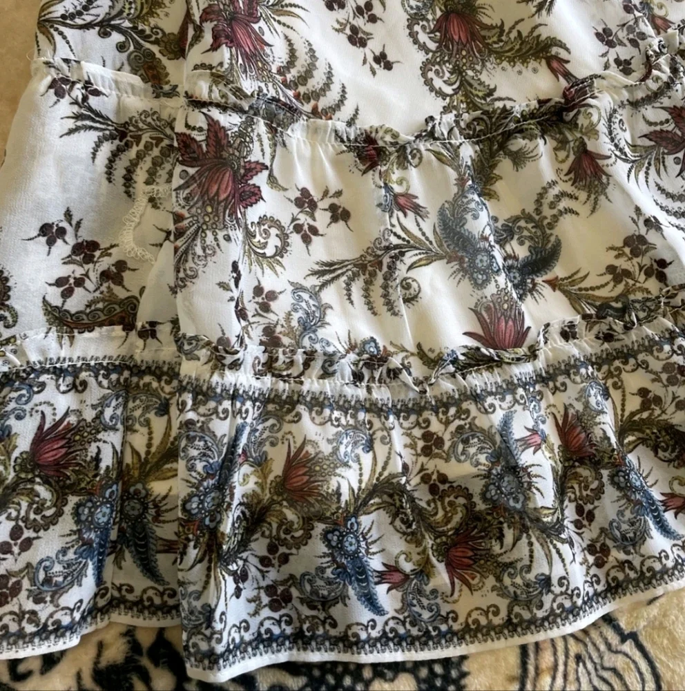 NWT Max Studio Size Large Floral Maxi Skirt Elastic Waist Ruffle Tiered